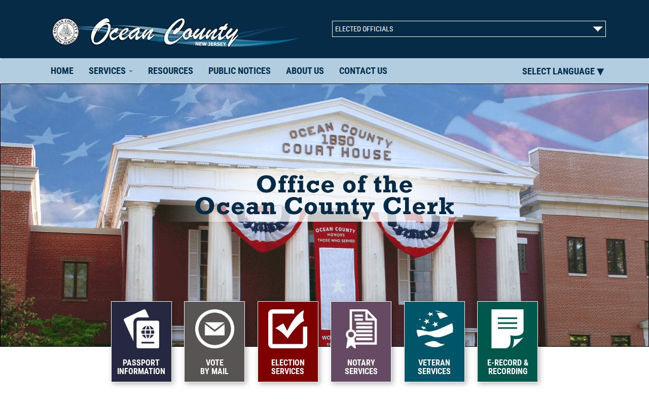 Barnegat Township residents directory Ocean County Clerk official records landing page