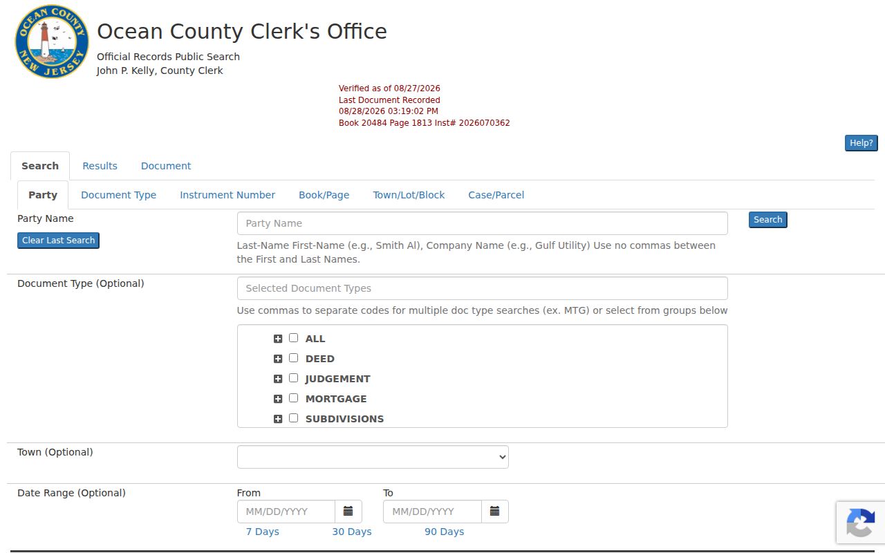 Barnegat Township residents directory Ocean County deed-index search modes