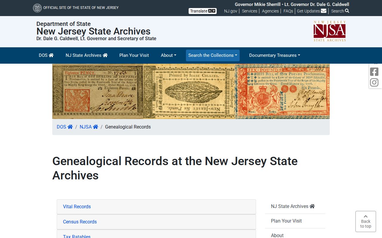 Barnegat previous residents New Jersey State Archives genealogy