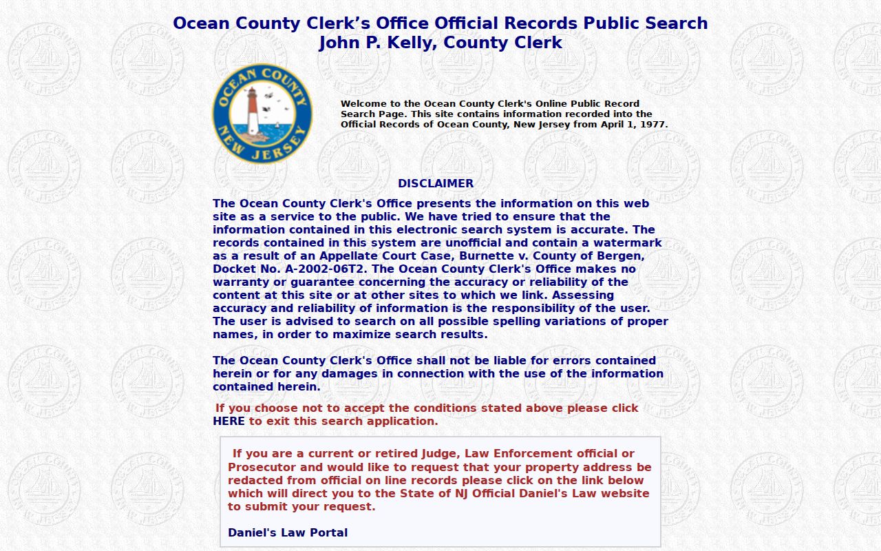 Barnegat previous residents Ocean County deed search